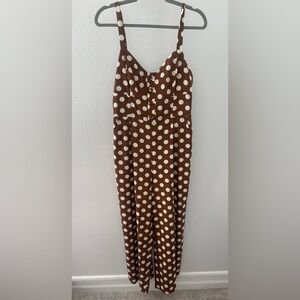 Elegant Brown Polka Dot Jumpsuit